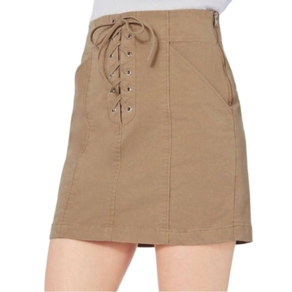 ALC Kylie Khaki Lace-up Mini Skirt from Intermix